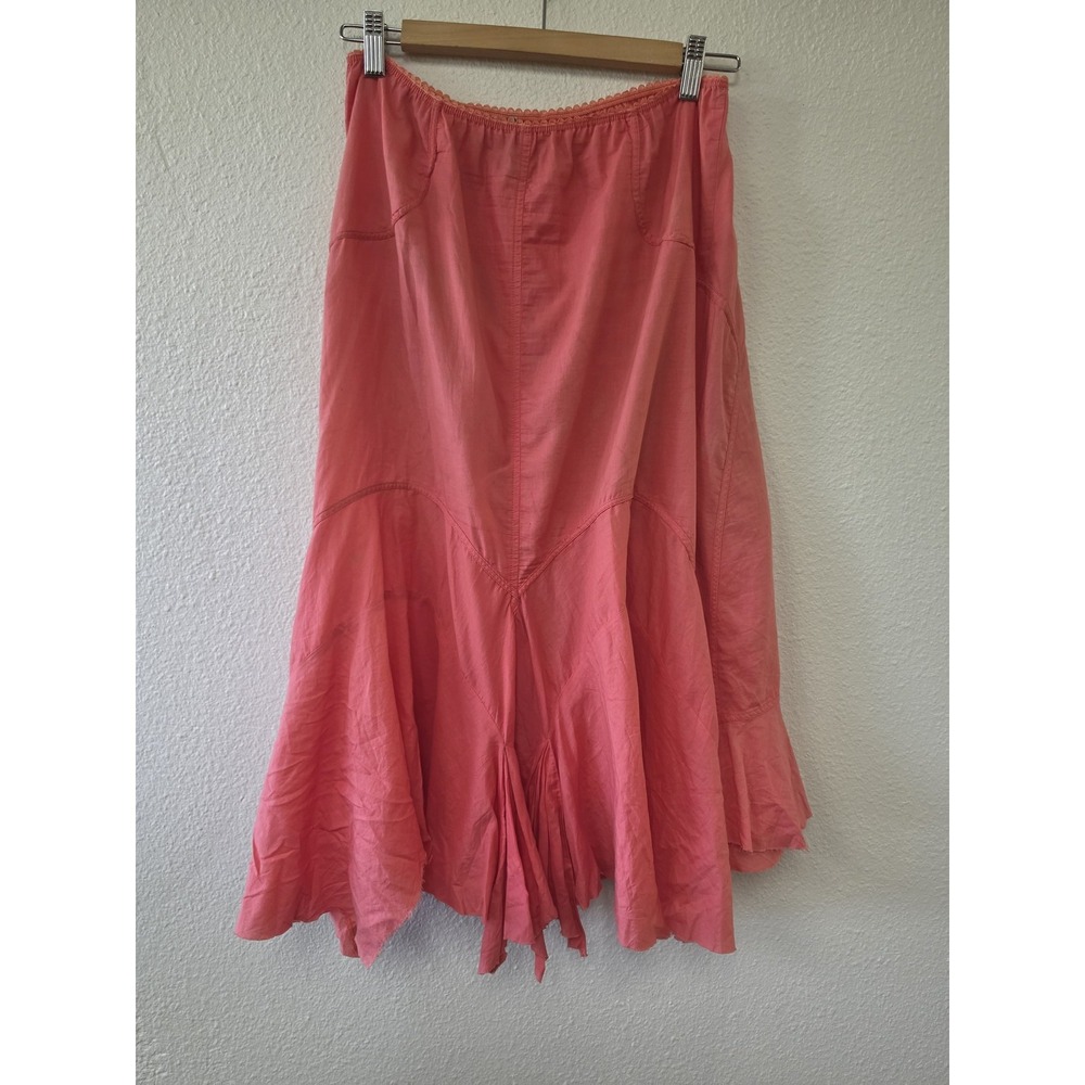 Polo Garage Pink Cotton Skirt Size 2 Midi Solid Women Asymmetrical Kerchief